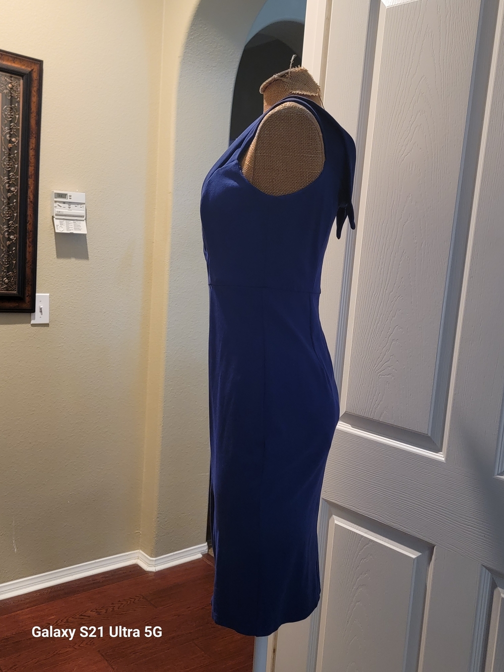 Lulu's Royal Blue Midi Sheath Dress with Wings  Top Back